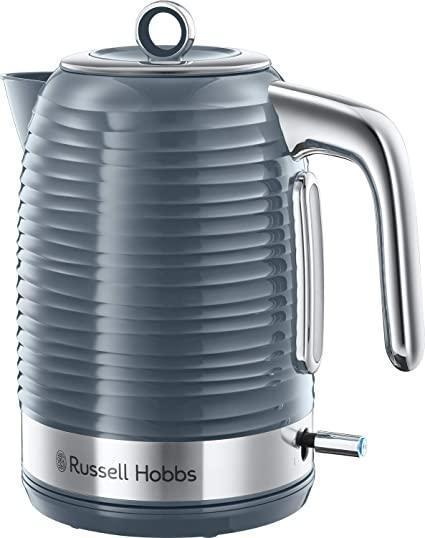Fierbător Russell Hobbs [1,7 l, 2400 W] Inspire Grey cu structură de înaltă calitate, lucioasă (funcție de gătit sub presiune, filtru de calcar detașabil, indicator de nivel al apei, capac detașabil) ceainic 24363-70