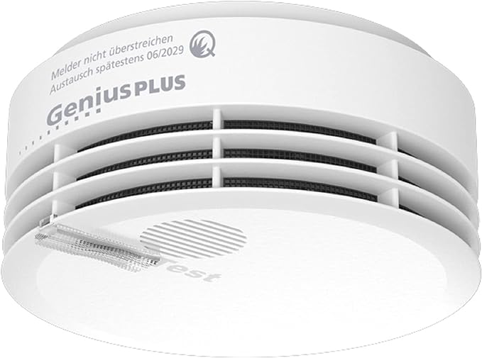 Hekatron 31-5000020-06-02 detector de fum Genius PLUS cu baterie integrată (durată de viață 10 ani) - inclusiv 1 x tampon adeziv - suportat de aplicație - dispozitiv de alarmă de fum alb - 1 bucată