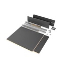 Emuca - kit de sertare pentru bucatarie sau baie cu planse incluse si galerii cu extensie completa cu inchidere moale, inaltime 93 mm pentru modul de 600 mm si adancime 500 mm, gri antracit.