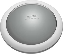 TFA Dostmann Ceas deșteptător vorbitor TALK, 60.2008, cu anunț de timp și temperatură, pentru deficiențe de vedere, volum reglabil, argintiu, plastic, L 126 x L 45 x H 126 mm