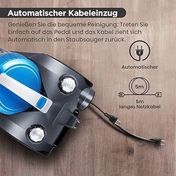 Aspirator fără sac Eureka WhirlWind, Aspirator fără sac de 700 W, Aspirator compact și ușor fără sac, Aspirator de podea pentru podele dure, covoare și păr de animale de companie, cablu lung, 1,5 l, albastru