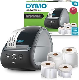 Imprimantă și etichete DYMO LabelWriter 550, 2 x etichete multifuncționale LW (1.320 în total), 1 xLW etichete de nume (300 pe rolă), etichete LW rezistente (160 pe rolă), priză UE