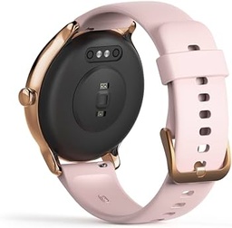 Hama Smartwatch 4910, IP68 rezistent la apă (ceas fitness pentru femei, afișaj color full-touch de 1,09", monitor de oxigen din sânge, monitor de ritm cardiac, monitor de somn, brățară cu contor calorii, pedometru, ceas inteligent pentru femei) auriu roz