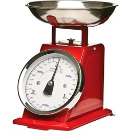 Cântar de bucătărie Premier Housewares într-un aspect retro cu bol din oțel inoxidabil, roșu