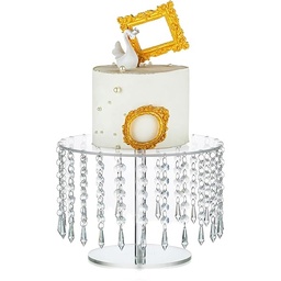 NUPTIO Suport acrilic pentru tort Suport pentru cupcake de nunta cu diametrul de 26 cm Desert transparent ceai de dupa-amiaza Ceai de ceai Tort Tava de dulciuri cu pandantiv de cristal pentru nunti Petrecere de aniversare Baby Shower
