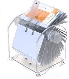 Genie Rotator Rotary Index Card Index (400 de cărți de vizită; index din 24 de părți; 200 de mâneci transparente; din acril de înaltă calitate; carcasă rotativă pentru carduri)