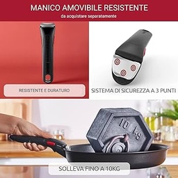 Mâner detașabil Lagostina Ingenio Induction, rezistent până la 10 kg, fixare sigură în 3 puncte, design ergonomic, din plastic și oțel, negru