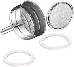 Saraoriginalshop Set de 2 Guranizioni 1 filtru 1 piesă de schimb universală pentru moka, compatibil cu Bialetti, compatibil cu Pedrini și altele, disponibil în 5 dimensiuni (9 cești)