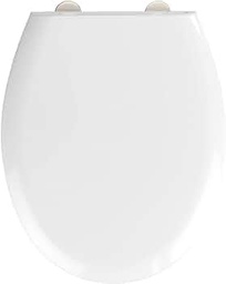 Scaun de toaleta WENKO Rieti, scaun de toaleta igienic cu coborare automata, capac de toaleta stabil, poate fi incarcat pana la 350 kg, cu atasament Fix-Clip, din Duroplast antibacterian, alb
