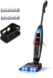 Aspirator Vileda JetClean 3 în 1, pentru toate podelele dure, inclusiv 2 role de schimb și suport pentru accesorii, aspirator cu funcție de ștergere - aspirare, ștergere și uscare într-un singur pas, ambalaj ecologic