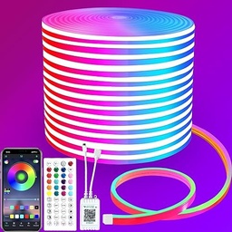 bandă LED neon segrass 15m, control APP, cu telecomandă, bandă LED neon flexibilă impermeabilă IP65, lampă cu bandă LED RGB 24V, aplicabilă dormitorului, camerei și decorațiunilor exterioare