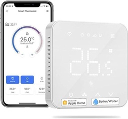 Termostat inteligent Cazan WiFi Termostat de încălzire Termostat digital de cameră WiFi Termostat inteligent de perete Termostat de încălzire în pardoseală pentru HomeKit, Siri, Google, Control vocal Alexa, Telecomandă, LED