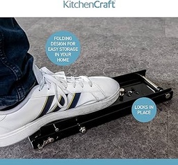 KitchenCraft poate presa, acționat cu piciorul pentru conserve și cutii robuste, pliabil și blocabil, 12 x 16 cm