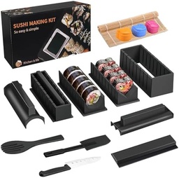 Setul de sushi de la The Kit Company™ | Accesorii și unelte din 15 piese, inclusiv o carte electronică detaliată | Cutit sushi profesional, spatula cu geanta de transport