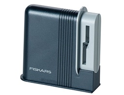 Ascuțitor de foarfece Fiskars, pentru foarfece dreptaci, capete de șlefuit ceramic/carcasă din plastic, negru/gri, ascuțitor cu cleme 1000812