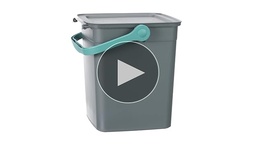 Coș de compost organic Curver Kis Smart 9L cu capac și mâner, gri/verde, 25,5 x 23 x 25 cm