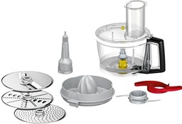 Set accesorii Bosch VeggieLove Plus MUZ9VLP1, mixer multifuncțional, trei discuri (disc de tăiat, disc de ras, disc de răzuit mediu-fin), cuțit de tocat, presa de citrice, pentru mașina de bucătărie seria 8