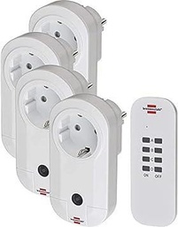 Set comutator radio Brennenstuhl RC CE1 4001, set de 4 prize radio controlate (utilizare in interior, cu emitator de mana si protectie sporita la contact) alb