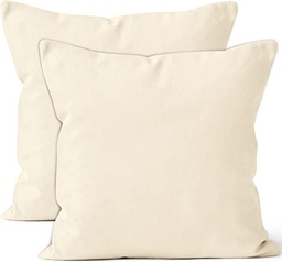 Husa de perna Encasa Homes 2 bucati (50 x 50 cm) - Natural- Panza de bumbac moale Husa de perna dreptunghiulara vopsita uni Decorativa pentru decorarea interioara Sufragerie Dormitor Canapea Lavabila